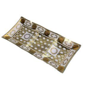 Vintage Helen Luger Valencia MCM Retro Serving Dish Textured Glass Mid Century M